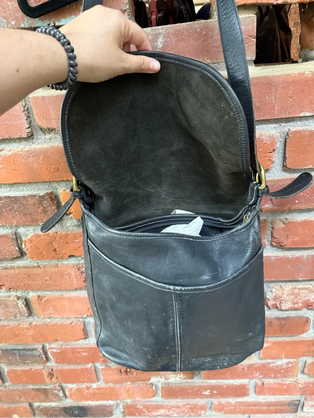Vintage Coach Whitney Black Leather Flap Shoulder Bag Style 4115